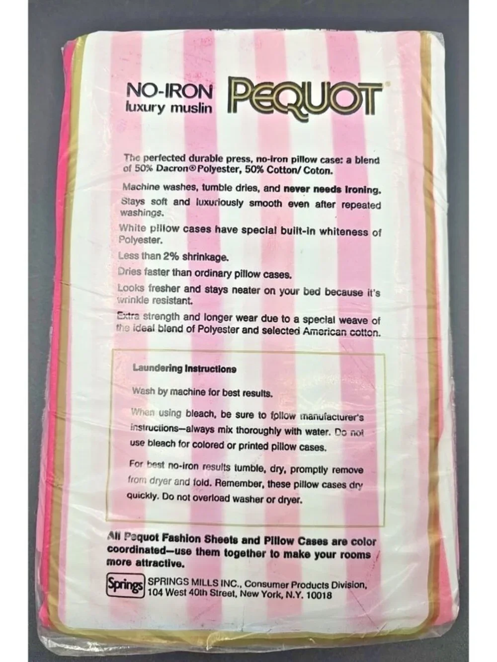 Pequot Vintage Luxury Muslin Pillowcases Two Standard No Iron Pink Made in USA